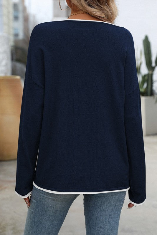 *Pre-Order* Color Block Casual Sweater