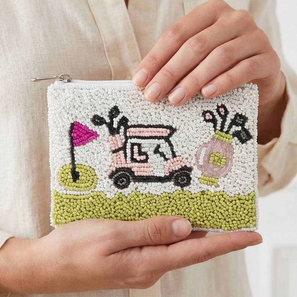Seed Beaded Coin Purse - Golf Day (Ships 6/21)