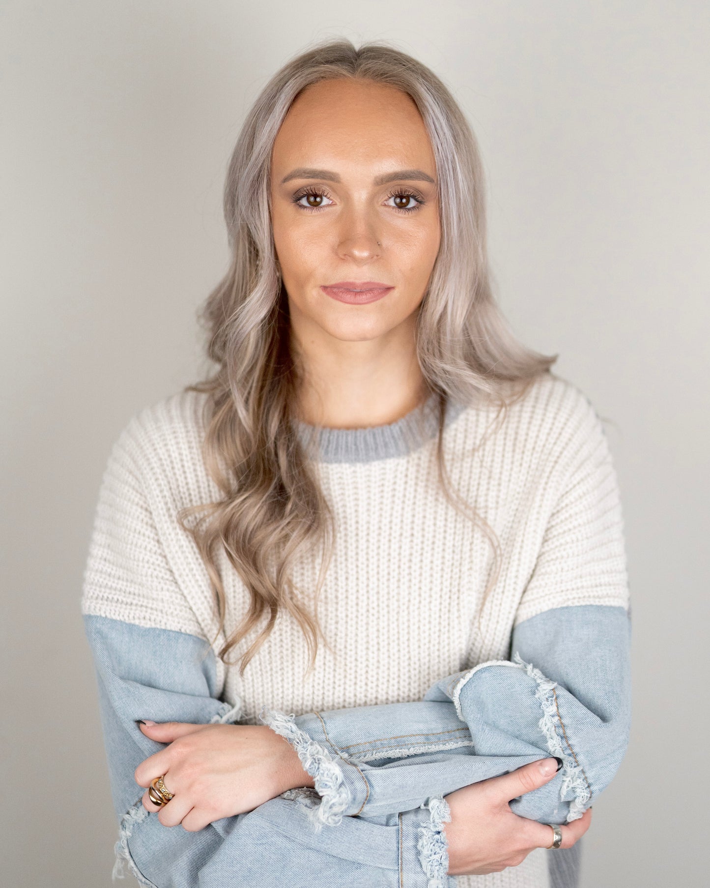 Denim Sweater Top