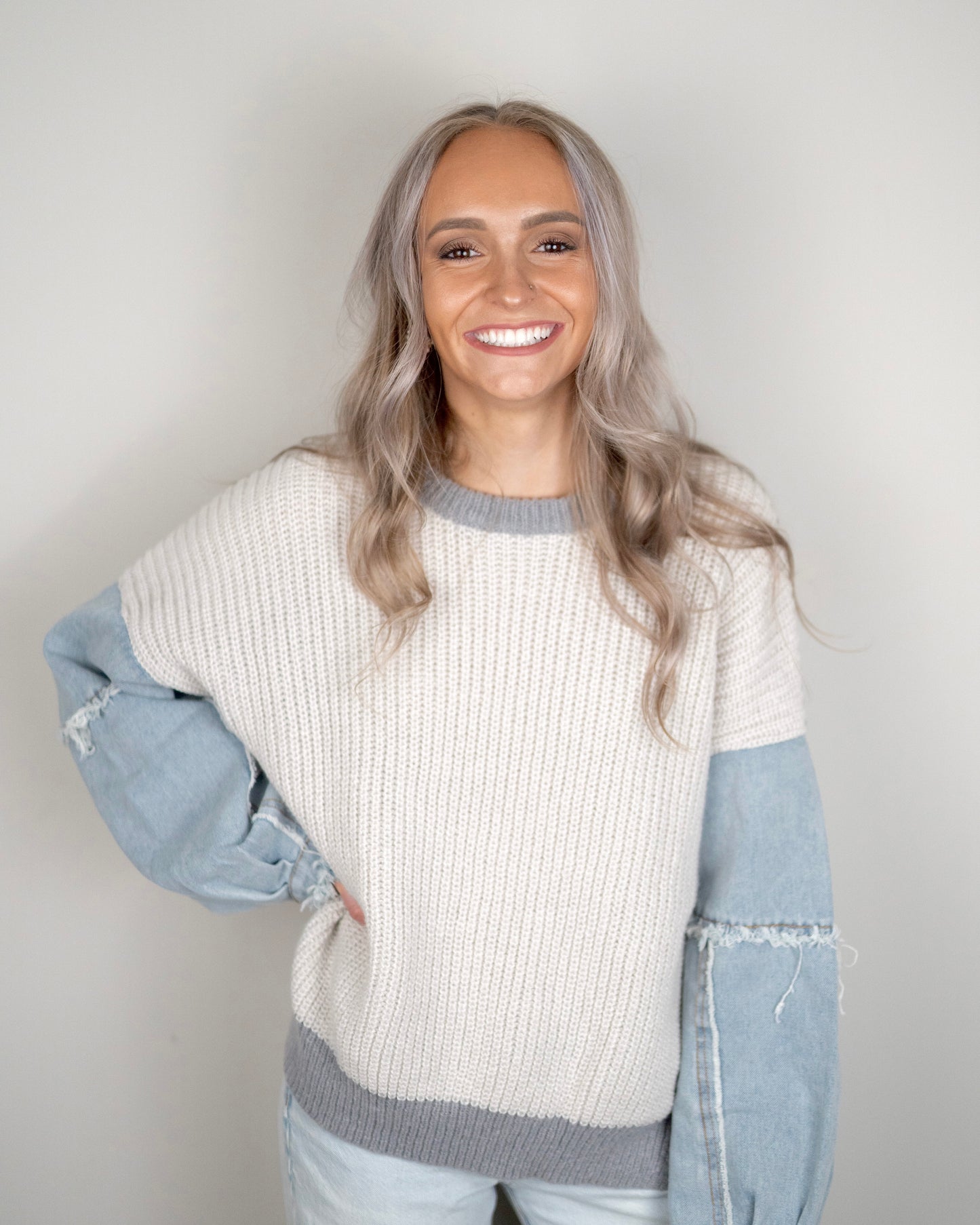 Denim Sweater Top