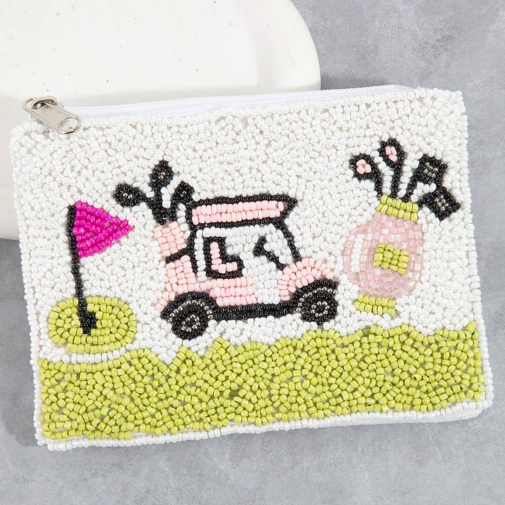 Seed Beaded Coin Purse - Golf Day (Ships 6/21)