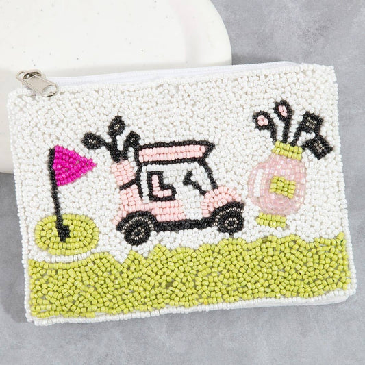 Seed Beaded Coin Purse - Golf Day (Ships 6/21)
