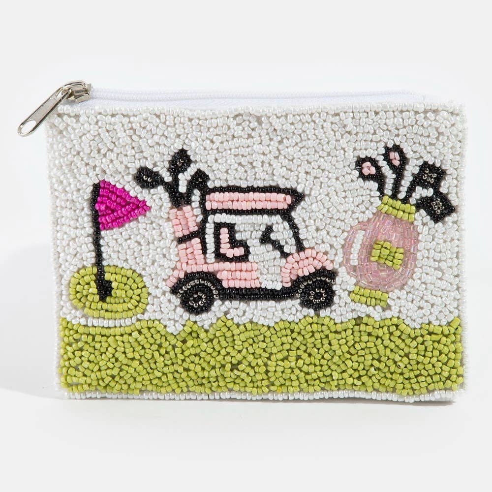Seed Beaded Coin Purse - Golf Day (Ships 6/21)