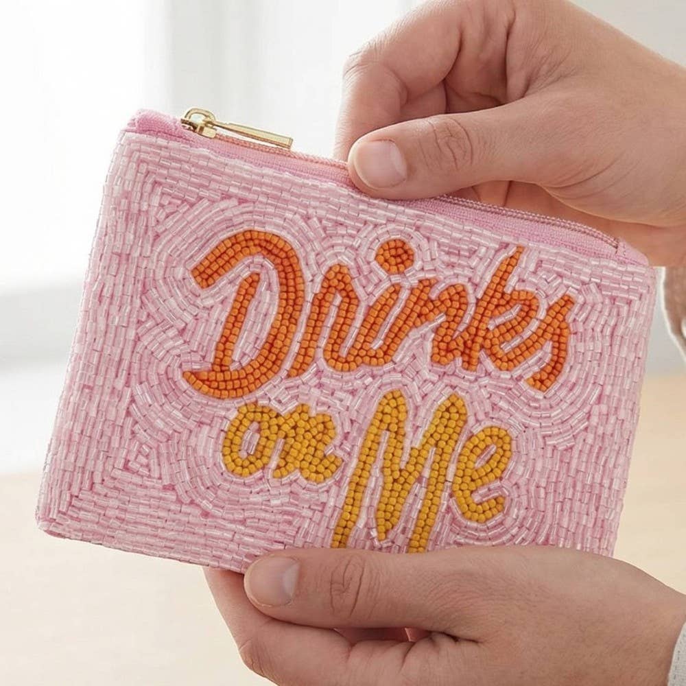 Seed Beaded Coin Purse - Drinks On Me (Ships 6/21)