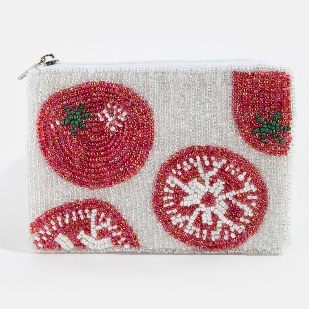 Seed Beaded Coin Purse - Tomatoes (Ships 6/21)