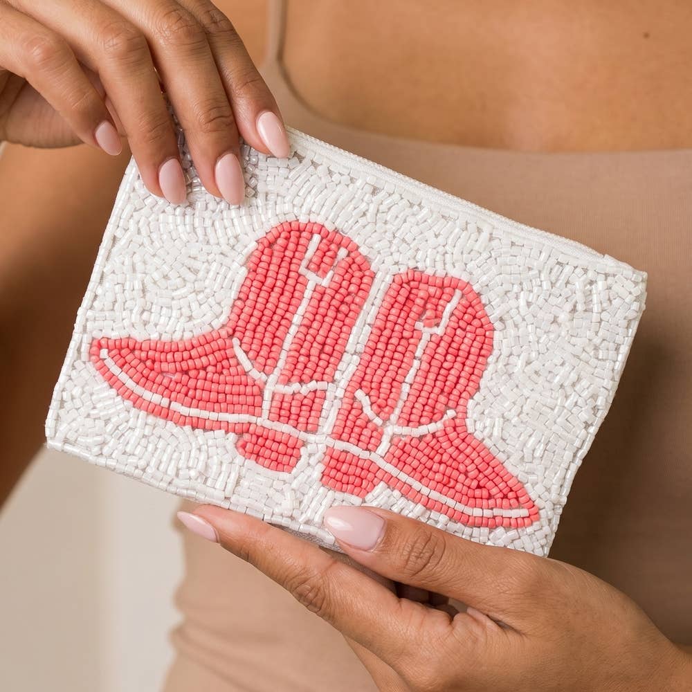 Seed Beaded Coin Purse - Cowboy Boots (Ships 6/21)