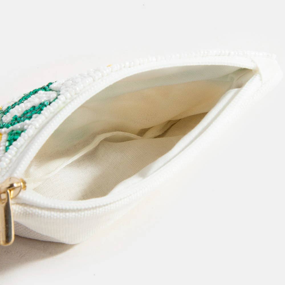 Seed Beaded Coin Purse - Lemons (Ships 6/21)