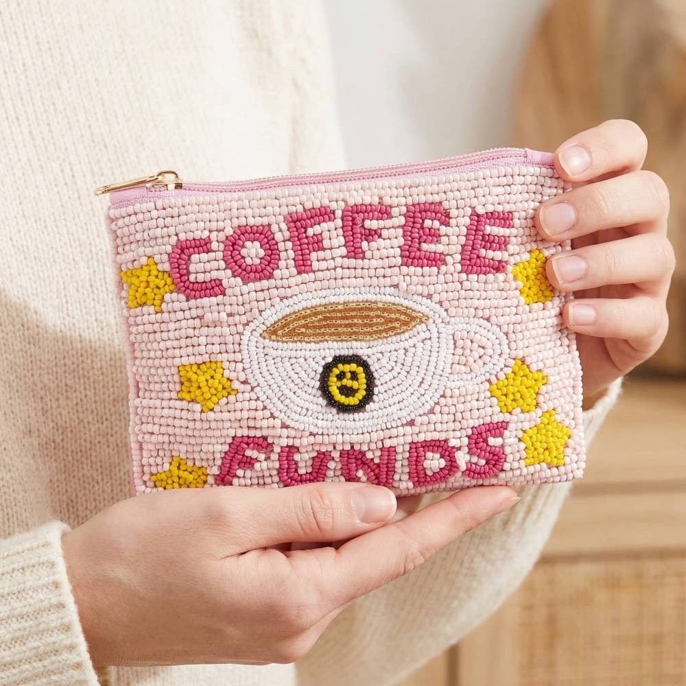 Seed Beaded Coin Purse - Coffee Funds (Ships 6/21)