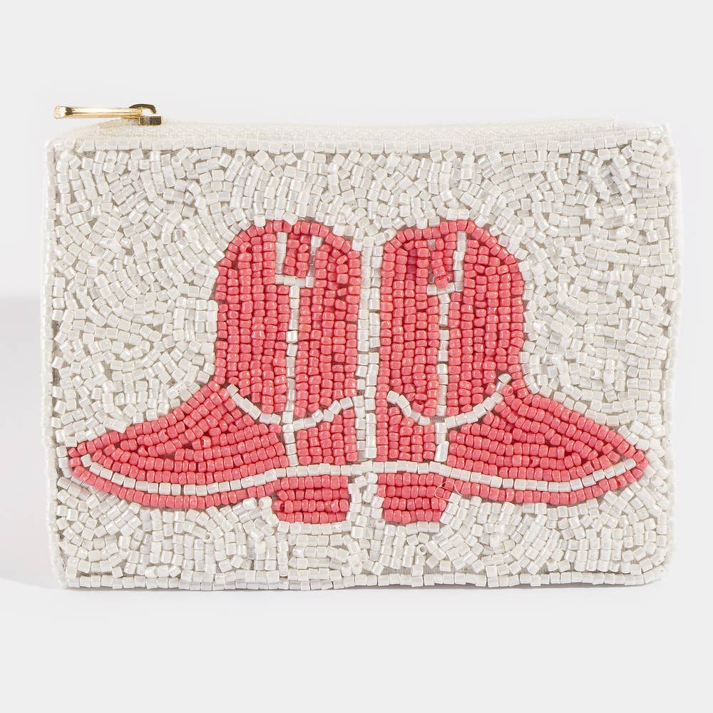 Seed Beaded Coin Purse - Cowboy Boots (Ships 6/21)