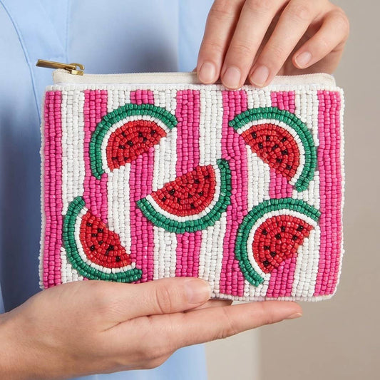 Seed Beaded Coin Purse - Watermelon (Ships 6/21)
