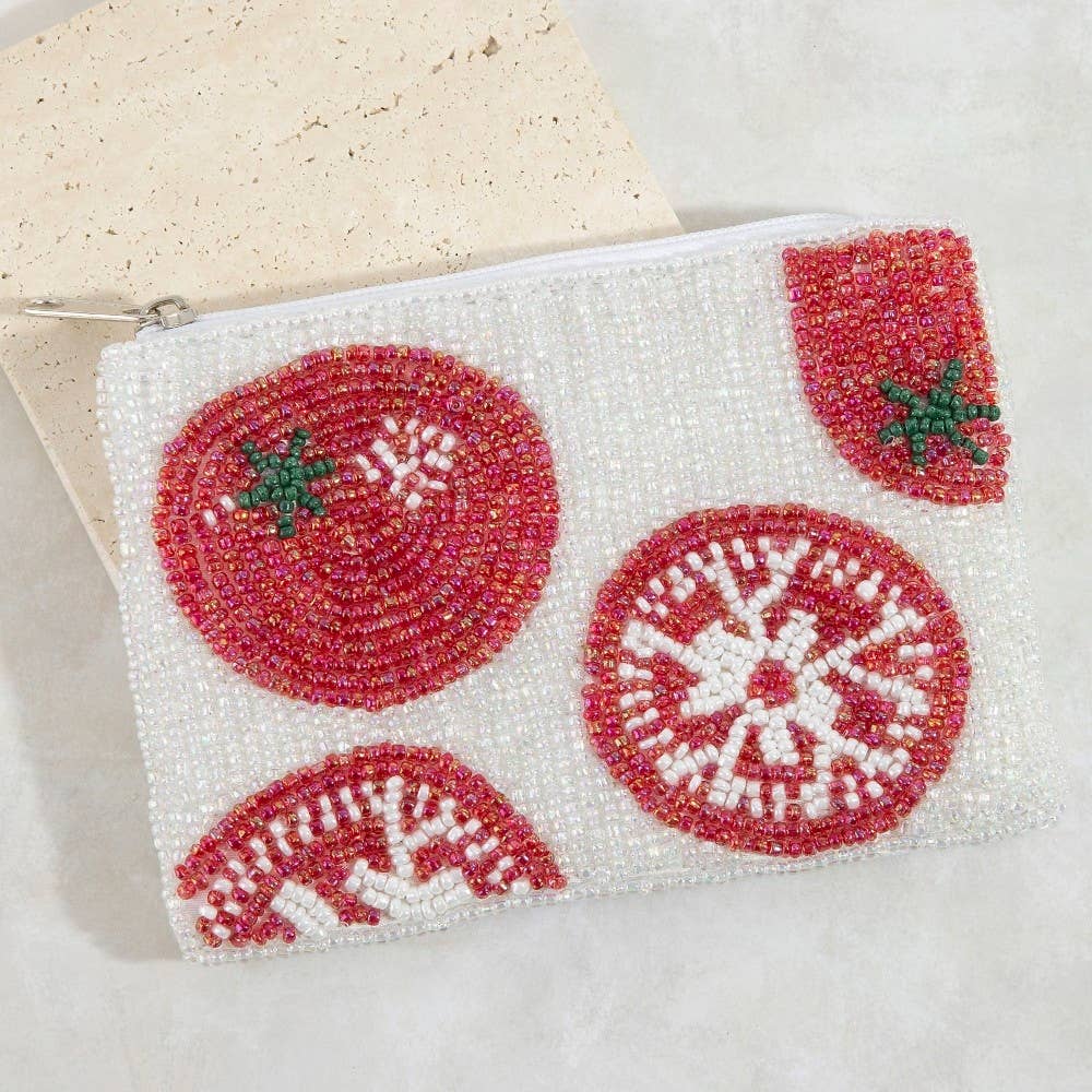Seed Beaded Coin Purse - Tomatoes (Ships 6/21)