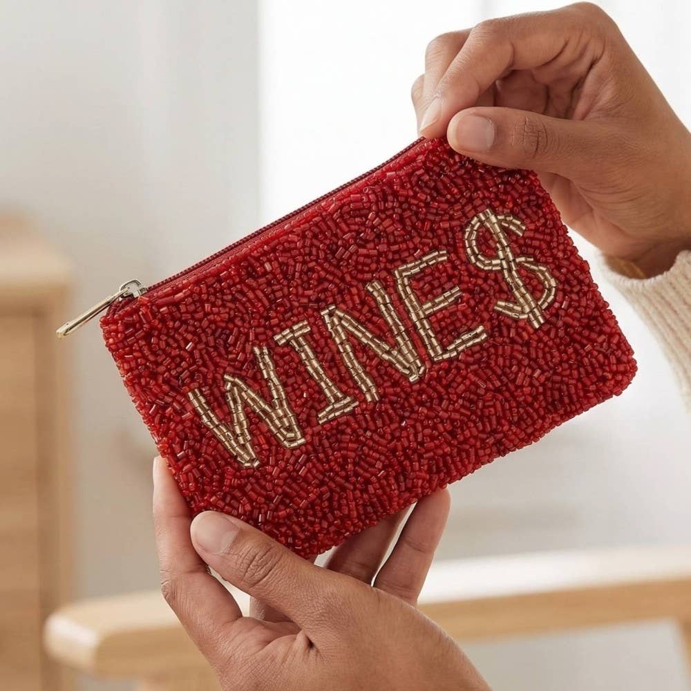 Seed Beaded Coin Purse - Wine $ (Ships 6/21)