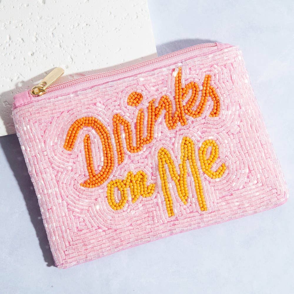 Seed Beaded Coin Purse - Drinks On Me (Ships 6/21)