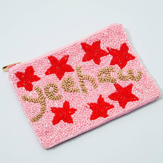Seed Beaded Coin Purse - Yeehaw (Ships 6/21)