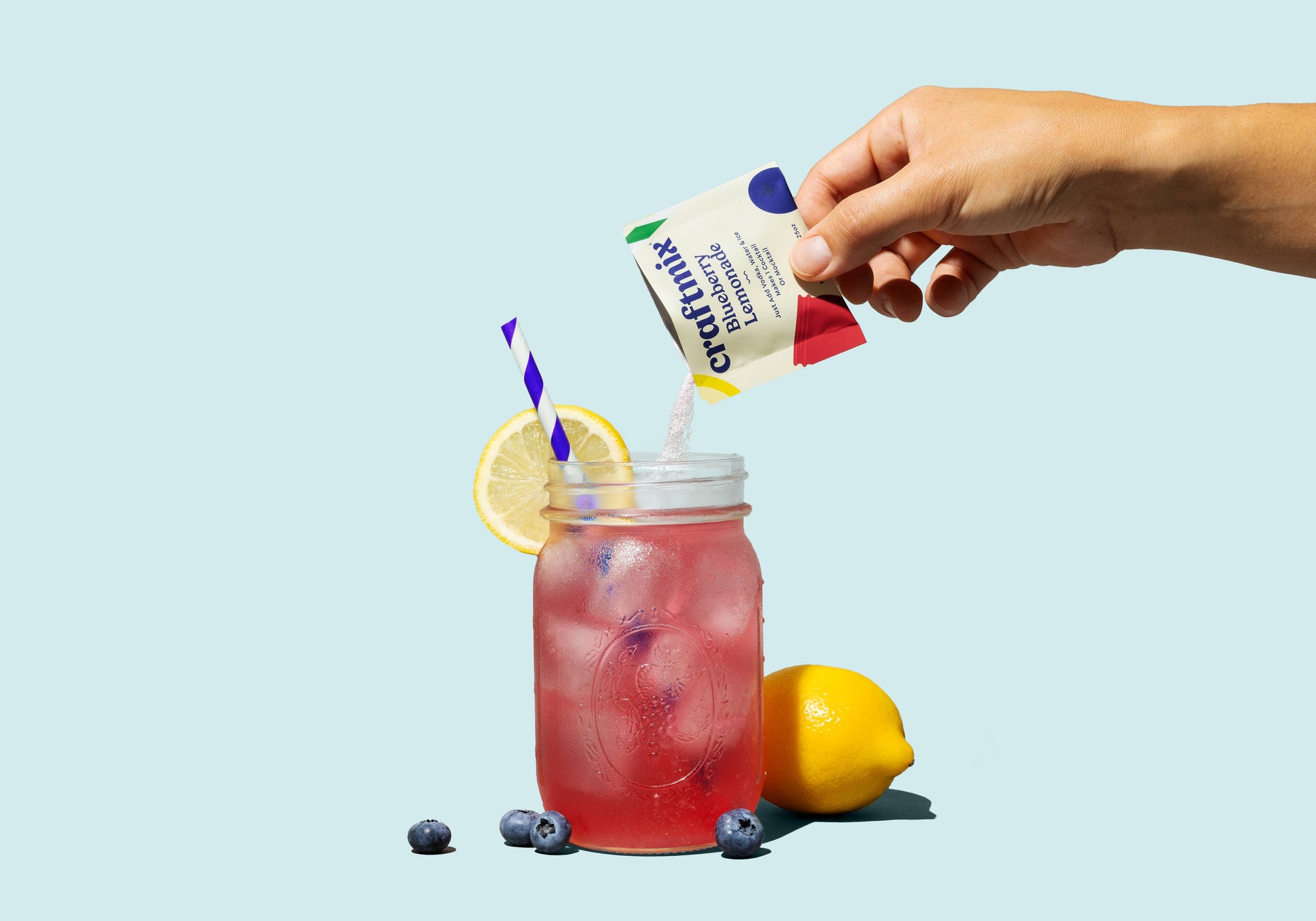Craftmix Blueberry Lemonade single-serving cocktail mixer packet - low sugar, low calorie, gluten-free, and vegan drink mix
