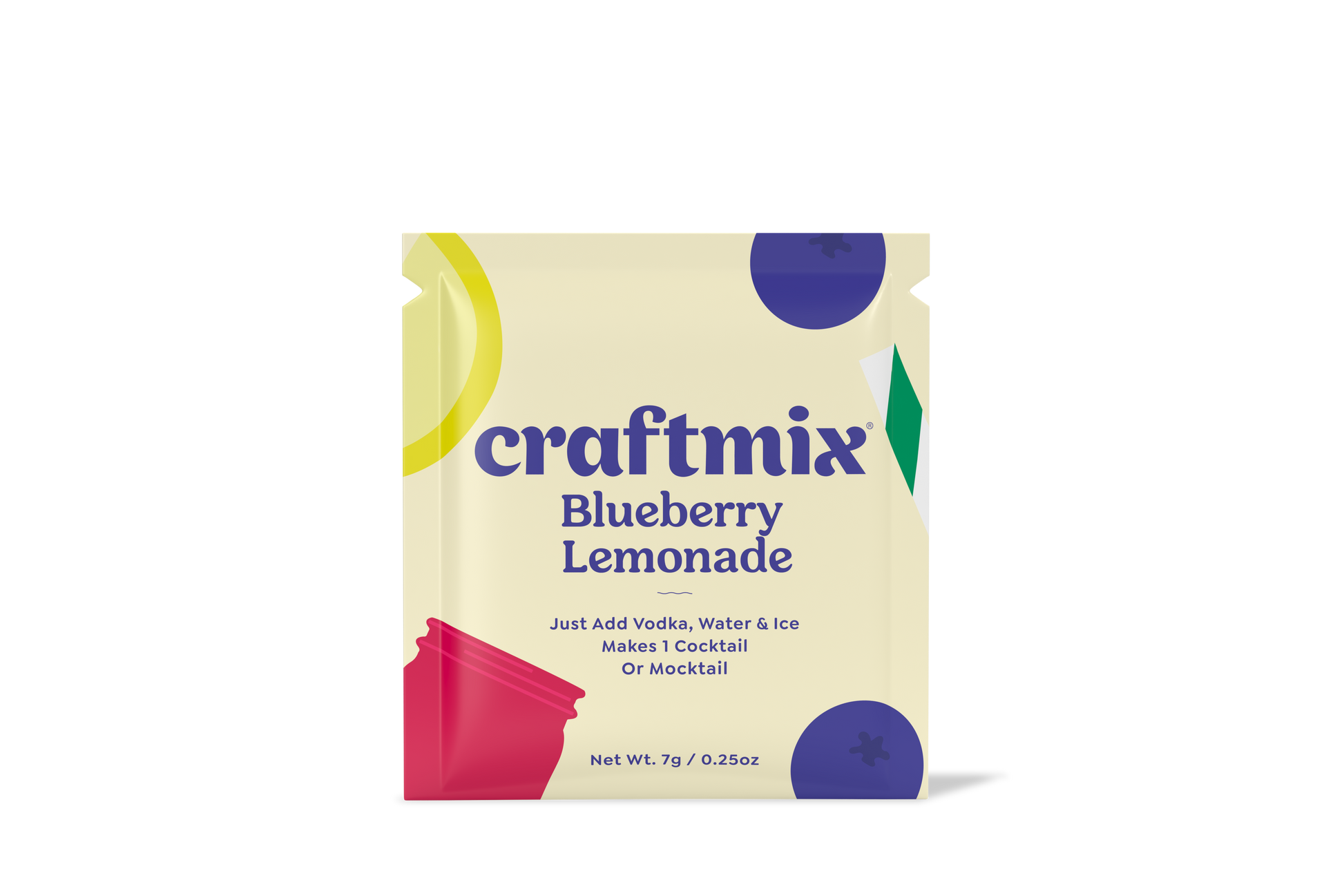 Craftmix Blueberry Lemonade single-serving cocktail mixer packet - low sugar, low calorie, gluten-free, and vegan drink mix