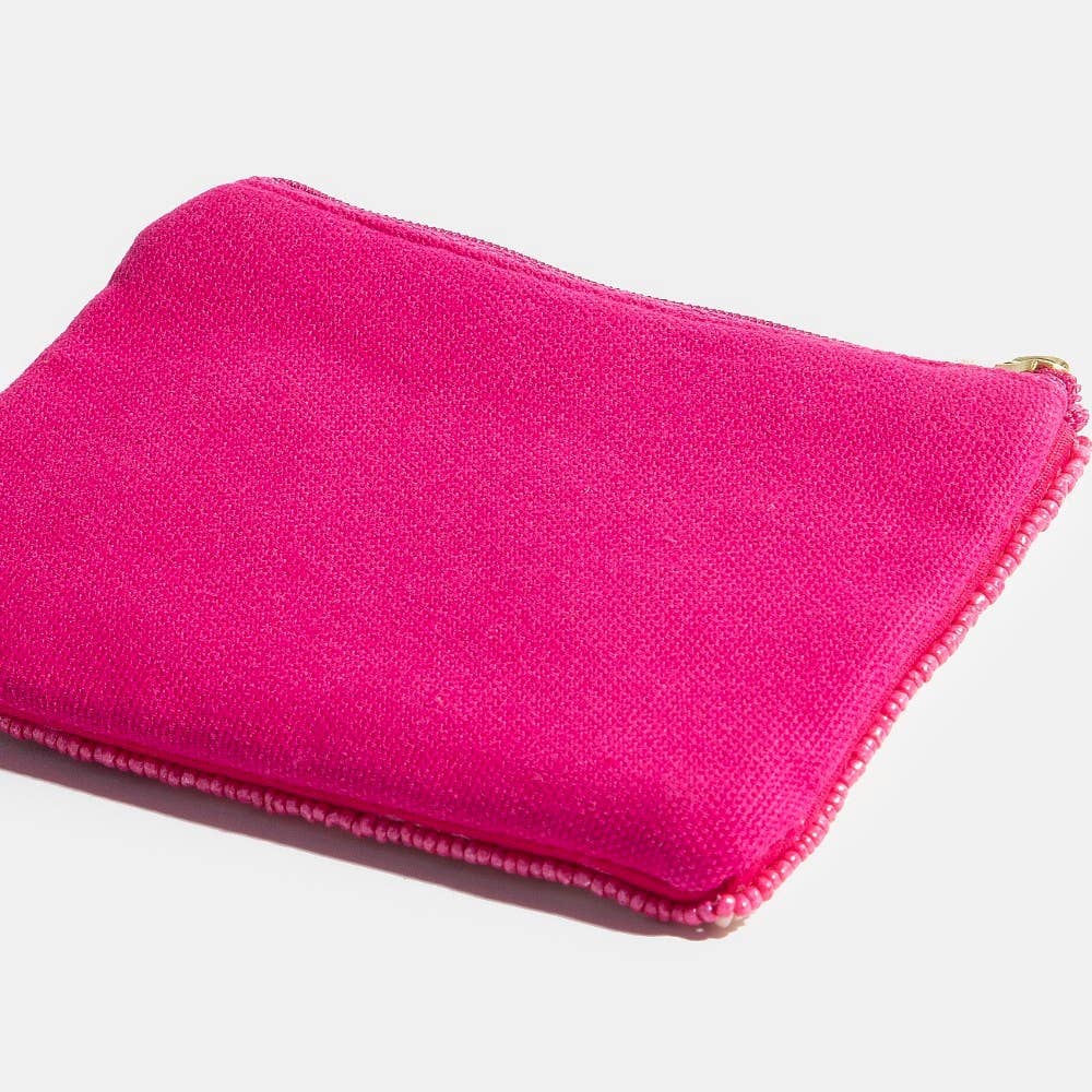 Seed Beaded Coin Purse - Double Strawberry (Ships 6/21)