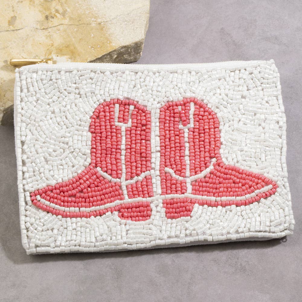 Seed Beaded Coin Purse - Cowboy Boots (Ships 6/21)