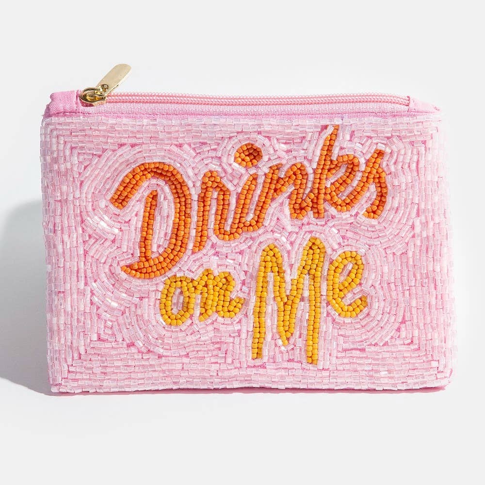 Seed Beaded Coin Purse - Drinks On Me (Ships 6/21)