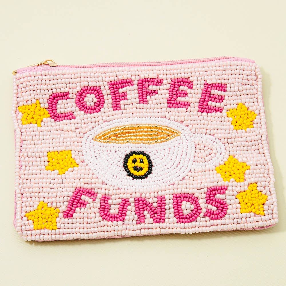 Seed Beaded Coin Purse - Coffee Funds (Ships 6/21)