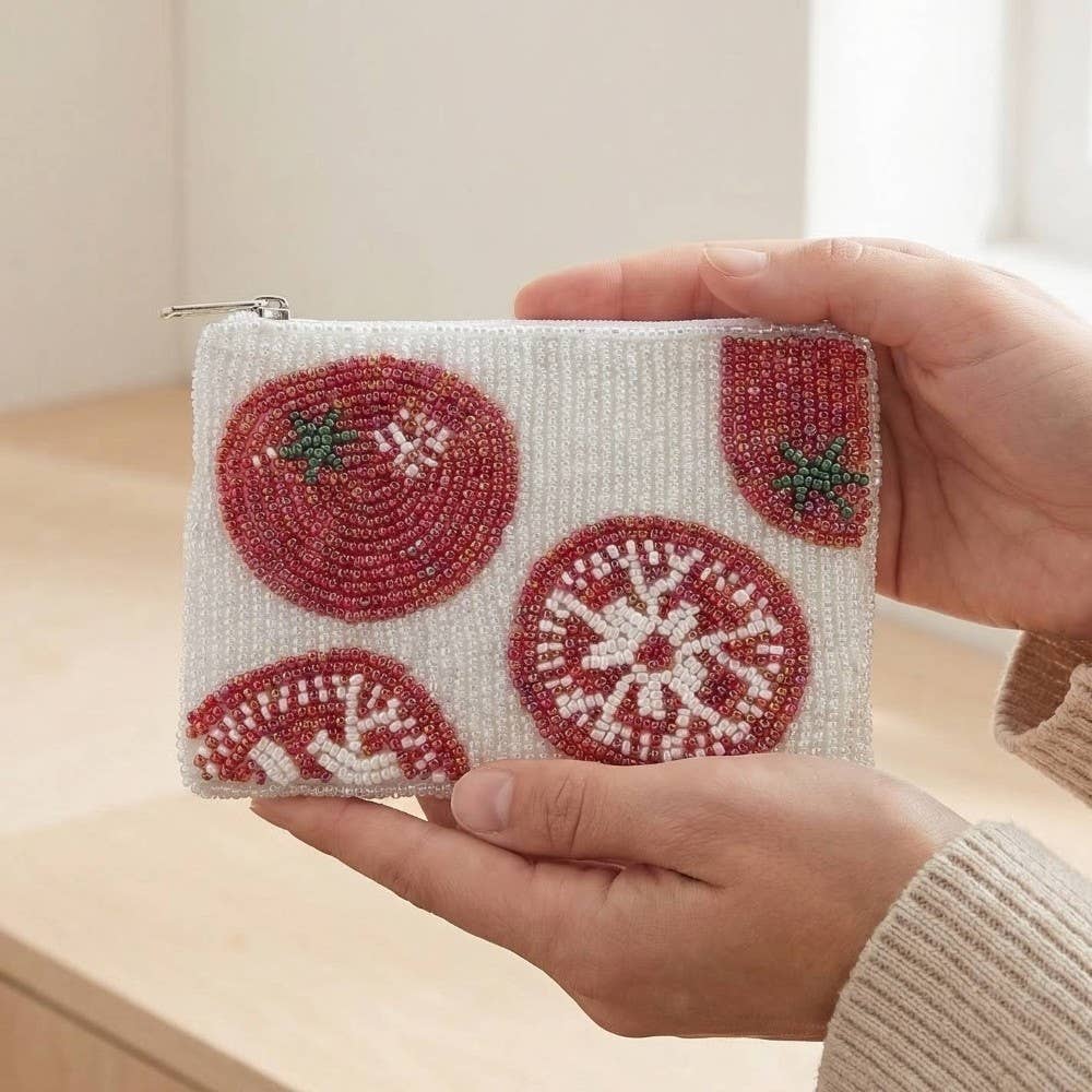 Seed Beaded Coin Purse - Tomatoes (Ships 6/21)