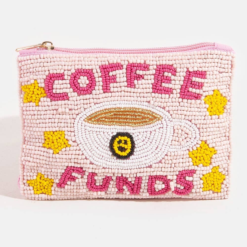 Seed Beaded Coin Purse - Coffee Funds (Ships 6/21)