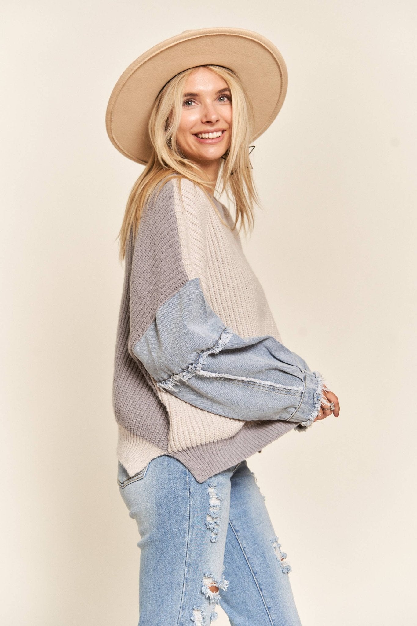 Indie Denim Sweater - Soul Secret Threads